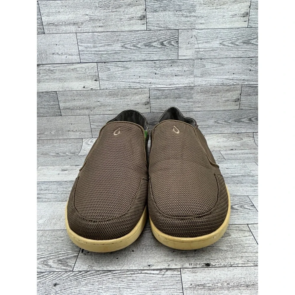 OluKai Nohea Mesh Men Slip On Loafers Brown Mesh Shoes 10188-4040 Size 11